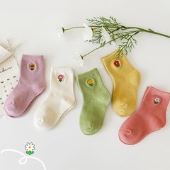 Шкарпетки комплект 5 пар Квітка вишивка, різнокольорові, S 12-15 см