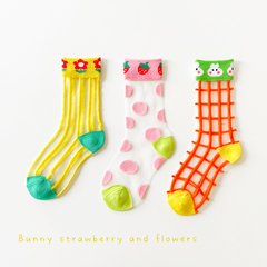 Шкарпетки комплект 3 ПАРИ Bunny strawberry & flower 3 ПАРИ, різнокольорові, M 15-18 см