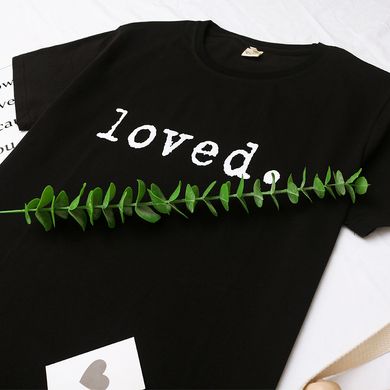 Футболка детская черная Loved, чорні, 130 см